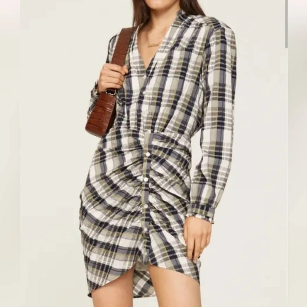 Veronica Beard Army Plaid Colette Mini Shirtdress Women's Size 8‎